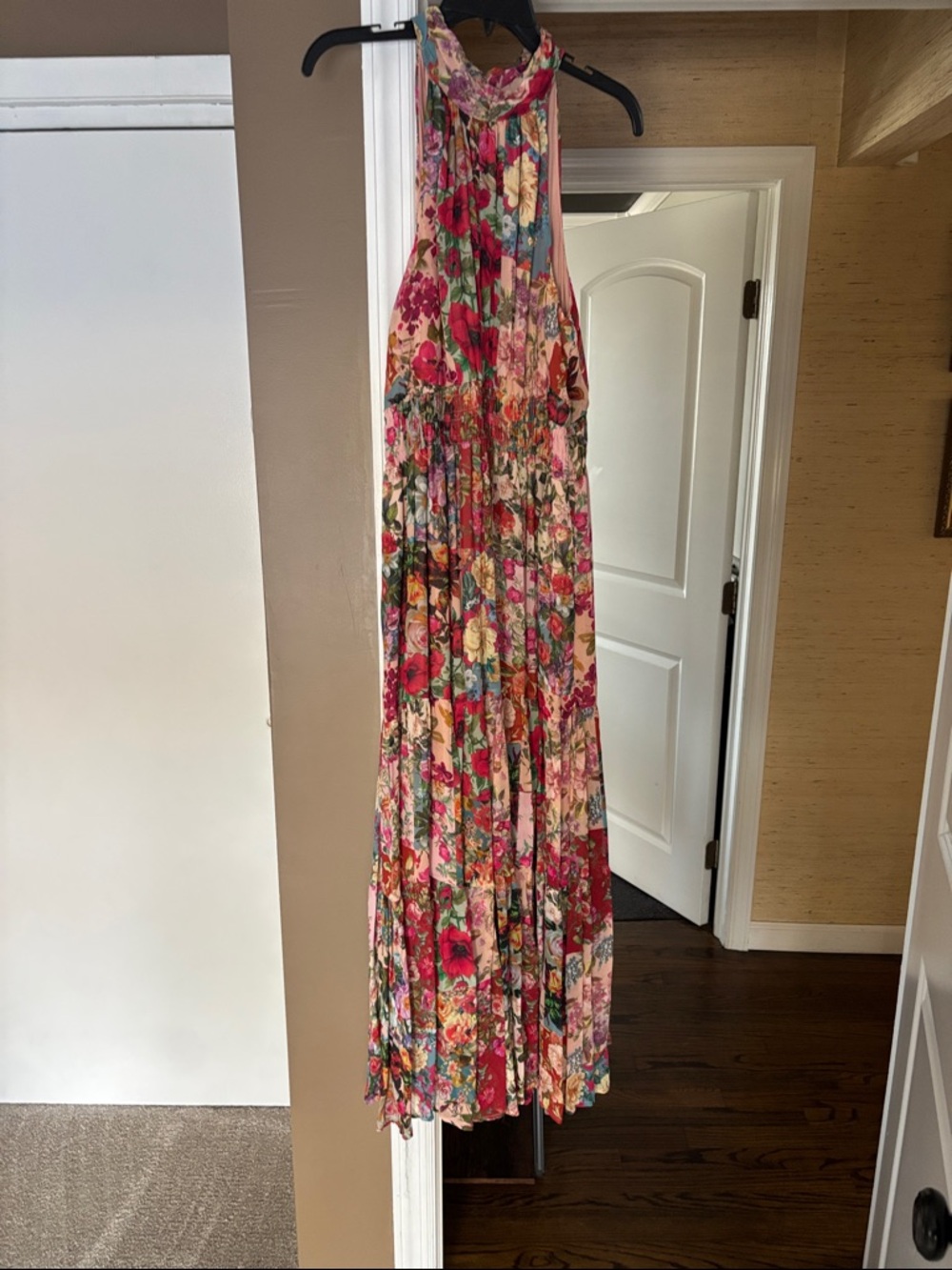 Anthropologie Floral Maxi Dress in Pink and Red